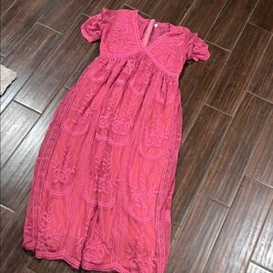 Pinkblush Women's Pink Lace Maxi Dress